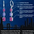 thumbnail image 2 of Gem Stone King 925 Sterling Silver Pink Created Sapphire 3 Stone Dangle Earrings for Women (5.80 Cttw, Gemstone September Birthstone, Oval 8X6MM, 7X5MM and 6X4MM), 2 of 6