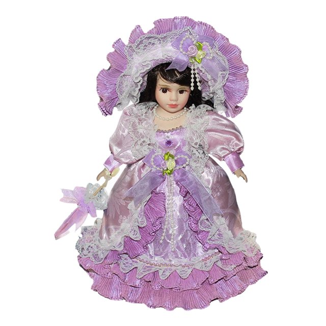 Bunblic Miniature Porcelain Doll Ceramic Doll Figure Mini Lady in Outfit for Landscape Decorations Role Play Gift DIY Model