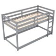 thumbnail image 4 of Tcbosik Twin Over Twin Size Wood Bunk Bed, Bed Frame with Built-in Ladder and Full-Length Guardrail. No Box Spring Needed, Easy Assembly, Gray, 4 of 7