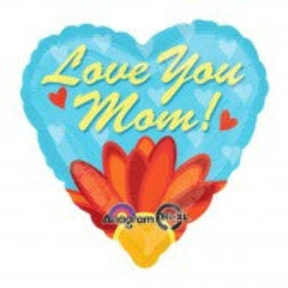 Love You Mom Jumbo Heart Shaped 28 Inch Foil Mylar Balloon [28179]
