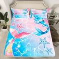 thumbnail image 2 of Castle Fairy Girls Ocean Mermaid 4pcs Bed Sheets,Marine Dreamy Princess King Sheets,Sea Starfish Super Cozy Sheet Set,Lightweight Room Decor, 2 of 7