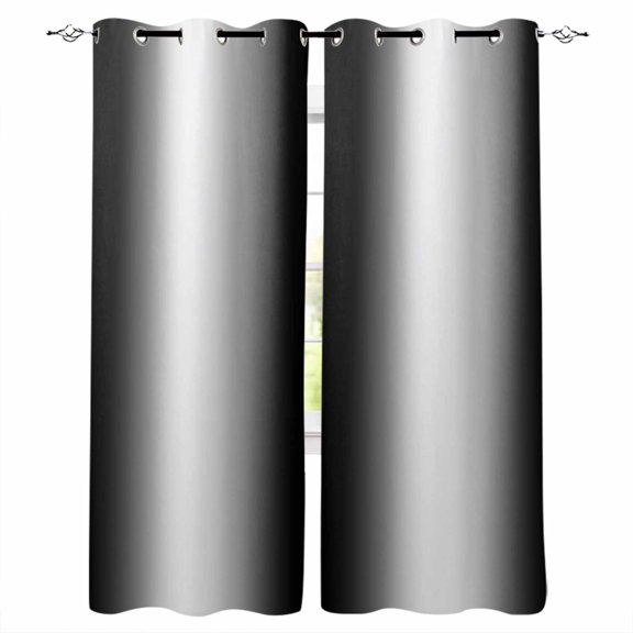Fsddascl Black White Ombre Blackout Curtains for Bedroom/Living Room, Thermal Insulated Kitchen Curtains, Modern Minimalism Gradient Abstract Grommet Darkening Window Treatment Drapes 42"x45"x2