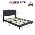 thumbnail image 3 of Queen Size Platform Bed Frame with Fabric Upholstered Headboard, Dark Grey, 3 of 7