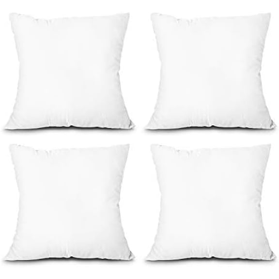 Throw Pillow Insert, Lightweight Soft Polyester Down Alternative Decorative Pillow, Sham Stuffer, Machine Washable 12x12 (White, 4 Count (Pack of 1))