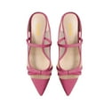 thumbnail image 2 of XYD Women Bowknot Pointed Close Toe Mesh Slip On Mule Sandals Low Heel Backless Pumps Comfy Slides Shoes Size 16 Pink, 2 of 4