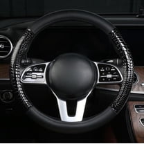 Crocodile Pattern Steering Wheel Cover Leather Four Seasons General Breathable Anti-Slip Odorless Comfortable Grip 15 Inch Universal Fit