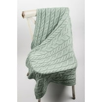 Aran Woollen Mills Cable Knitted Blanket 100% Premium SuperSoft Merino Wool Throw 40" x 60" Seafoam Green Made in Ireland