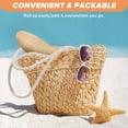thumbnail image 4 of 52-54cm hat circumference children's straw hat sunscreen outdoor flat top hat seaside beach hat foldable sun hatLight coffee, 4 of 5