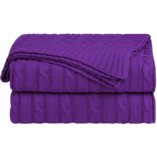 Unique Bargains Cotton Blanket Decorative Cable Knitted Throw Soft Knit Blankets