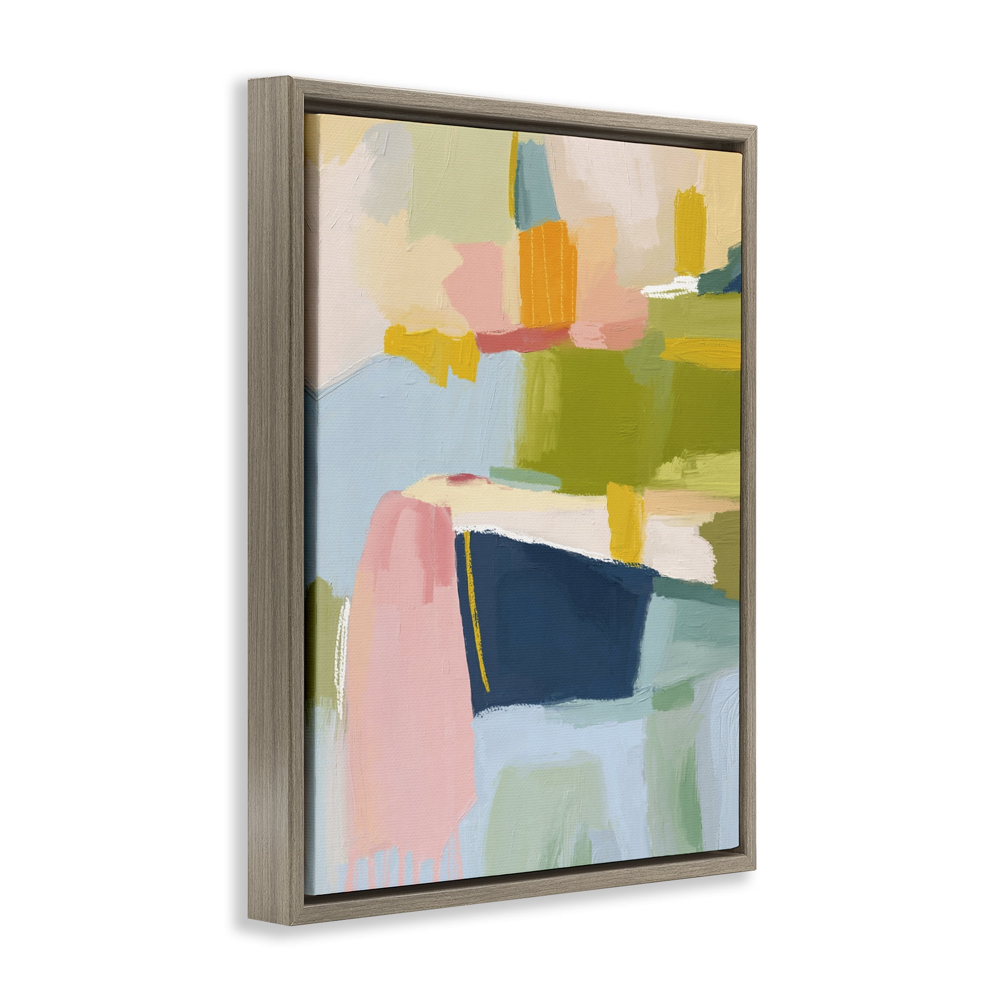 Stupell Industries Pastel Wonder Brushstrokes Brown Framed Floater Canvas Wall Art, design by Lisa Nohren