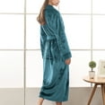 thumbnail image 4 of Defitshape Women's Flannel Bath Robe Long Full Length Pockets Belted Spa Bathrobe Fleece Plush Winter Warm Dark Green Medium, 4 of 5