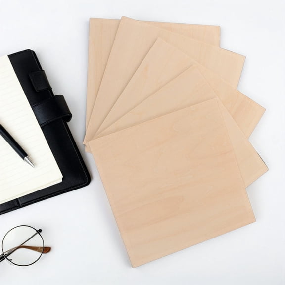 Tineasur 5Pcs Khaki Wooden Boards for Crafts Ideal for Pyrography and Model Making