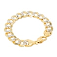 thumbnail image 3 of Nuragold 14k Real Yellow Gold Solid Cuban Curb Link 12.5mm Diamond Cut Pave Chain Bracelet (8"-9") Two Tone Italian Jewelry for Men, 3 of 9