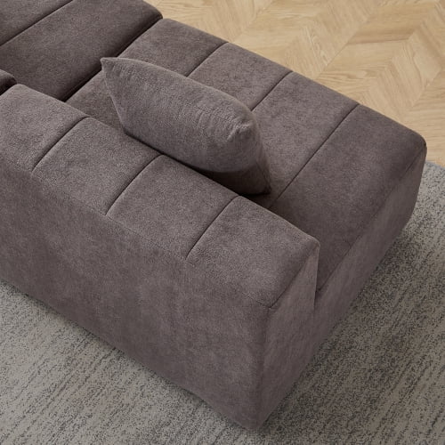 Chenille Symmetrical Modular Sectional Sofa with 2 Pillows, Curved Piano Key Seat Design, No Assembly Cloud Couch for Living Room, Bedroom, Office & Lobby