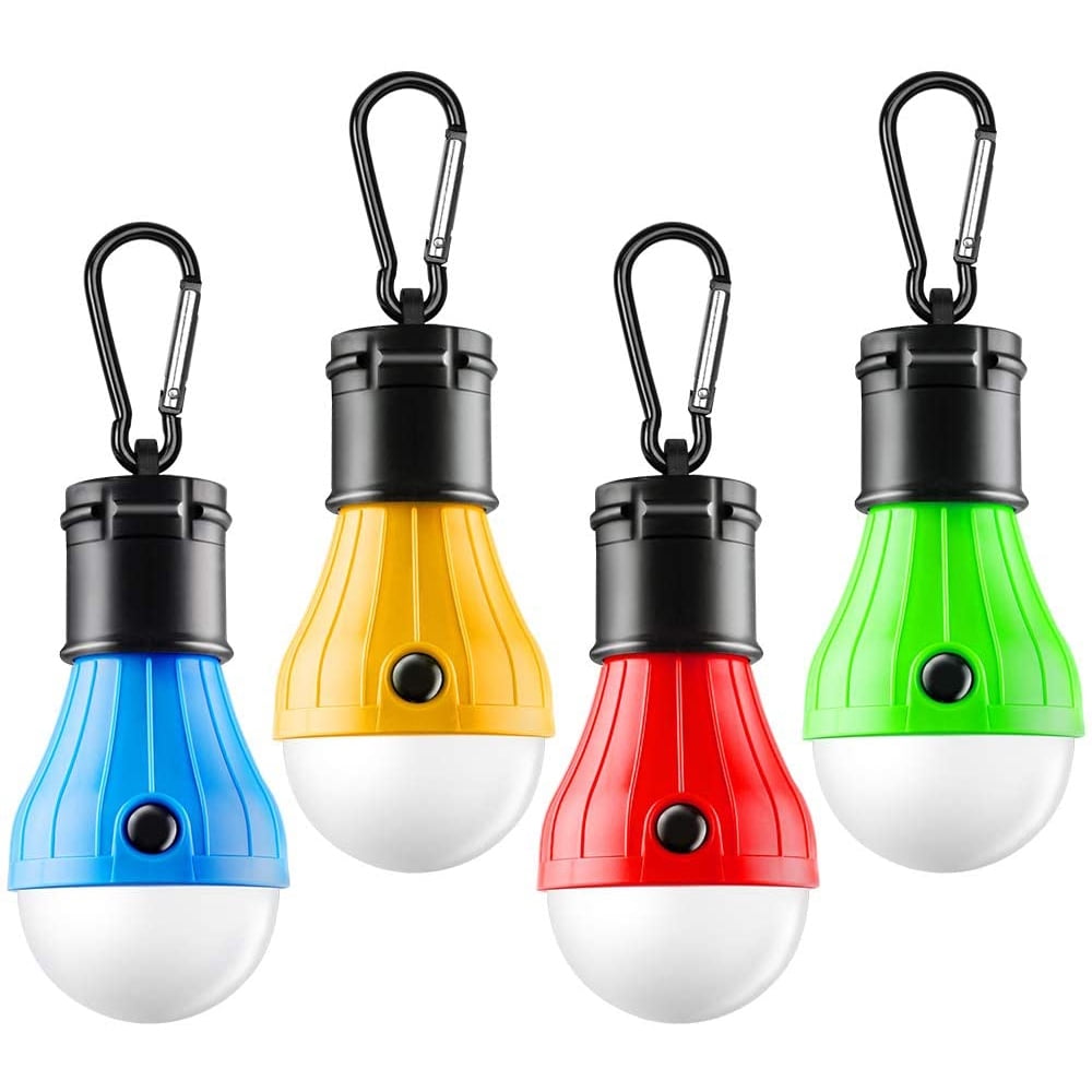 4 Packs LED Camping Light Bulbs Tent Lamp with Clip Hook, Portable