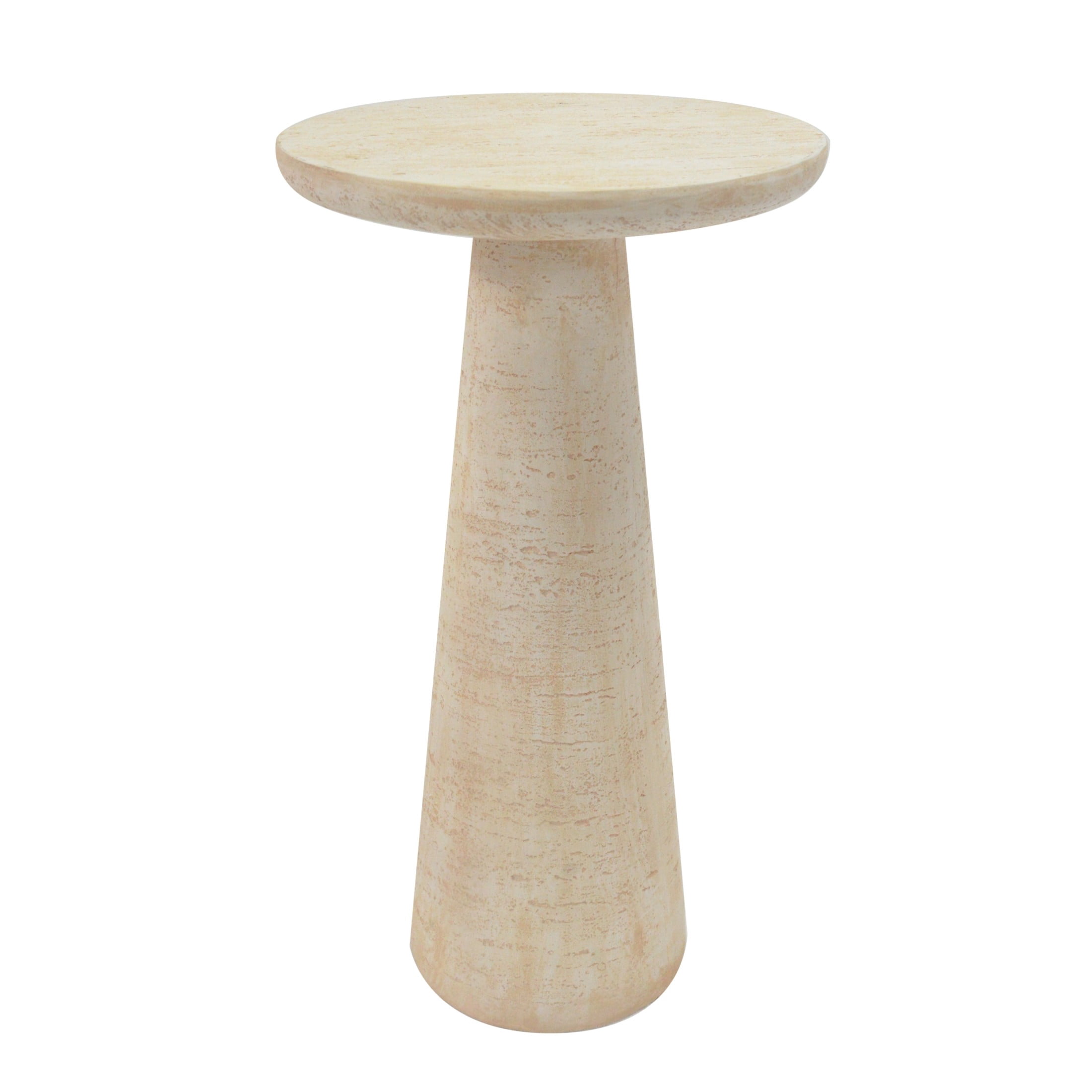 Christopher Knight Home 24.5" MGO Outdoor Round Top Side Table, Travertine Pedestal Drink Table
