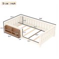 thumbnail image 5 of Bellemave Twin Size Floor Bed with Bookshelf, Wood Montessori Beds with Slats and Safety Guardrail, Low Profile Twin Bed Frame with Fence, No Box Spring Needed (Beige), 5 of 8
