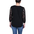 thumbnail image 3 of Petite Lace-Sleeve V Neck Top, 3 of 3