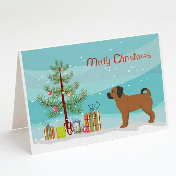 Puggle Christmas Tree Greeting Cards and Envelopes Pack of 8