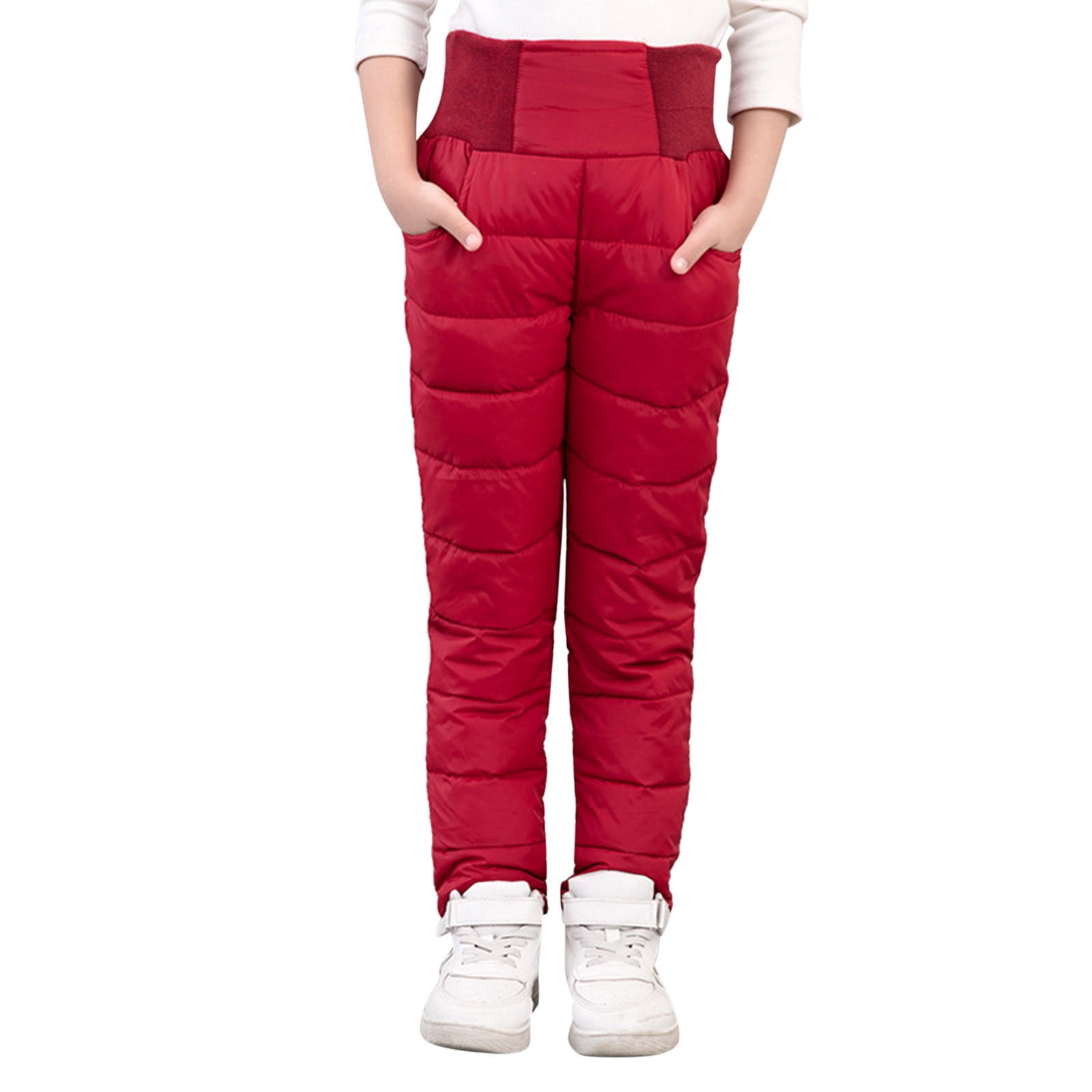 dmqupv Little Girls Boys Solid Snow Pants Thick Winter Warm Kids Pants Girl  Activewear Clothes 6t Snow Pants Boys Childrenscostume Red 3-4 Years 