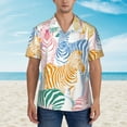 thumbnail image 4 of Goofa Zebra Colourful Hawaiian Shirt for Men, Unisex Summer Beach Casual Short Sleeve Button Down Shirts,Aloha Tropical Floral print shirt-Small, 4 of 9