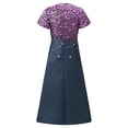 thumbnail image 4 of Puntoco Vestido De Manga Corta Con Cuello En V, Vestido De Mujer Con Dobladillo Irregular De Gasa De Manga Corta Plisado Con Cuello En V Estampado (Con Cremallera En El Lateral) Azul Xxxxxl, 4 of 5