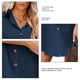 thumbnail image 4 of Mujeres traje de baño Cover Up Beach Plain Color Turn Down Collar manga corta botón camisa larga con bolsillo en el pecho, 4 of 6