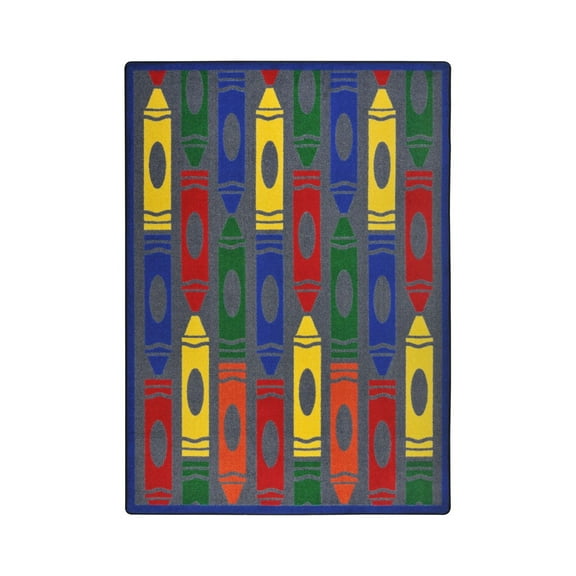 Playful Patterns - Children's Area Rugs Jumbo Crayons - Rectangle - 3'10" x 5'4"- Rainbow