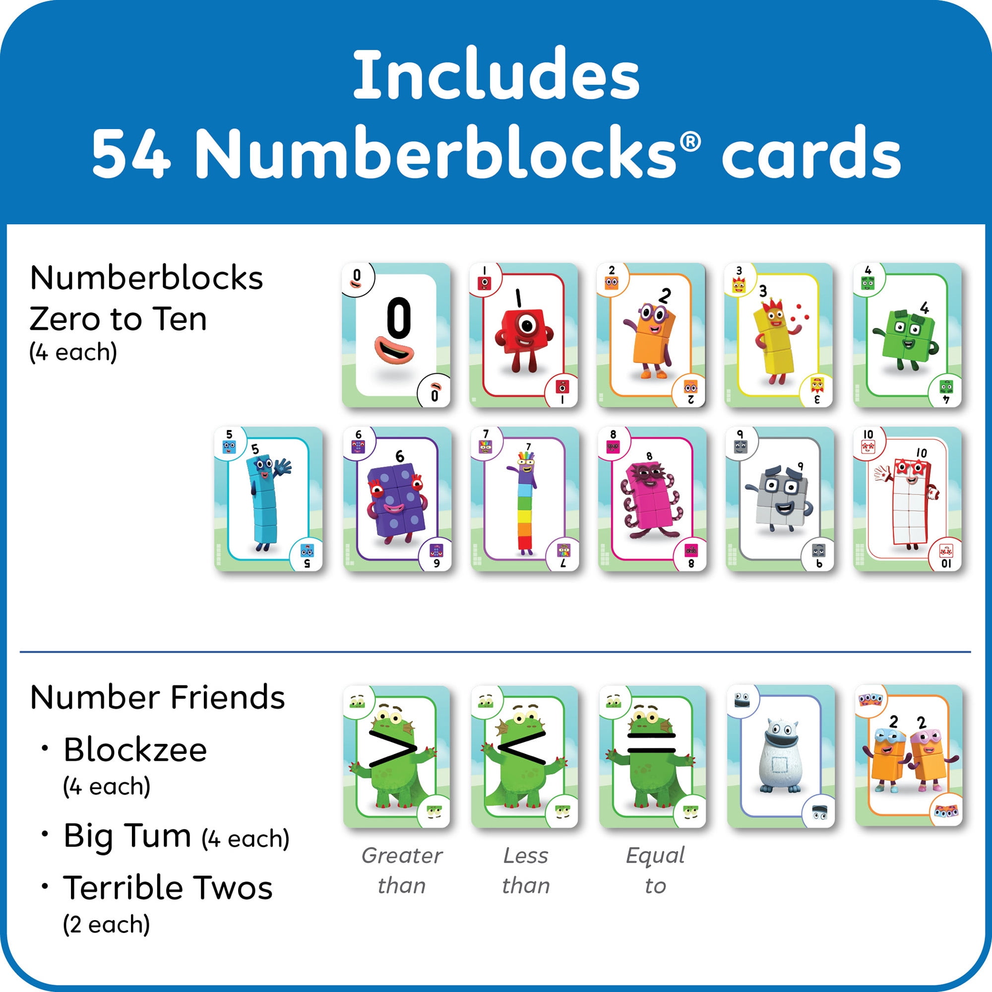 Hand2mind Numberblocks Playing Cards Math Games Kids, 6.75 x 5 x 1.75", Cardboard 54 Piece