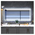 thumbnail image 2 of LED Bathroom Mirror 72"x 32", Front Lit and Backlit with Lights, Stepless Dimmable, Anti-Fog, Shatter-Proof, Memory Function, 3 Colors Lighted Vanity Mirror for Horizontal/Vertical Use, 2 of 7