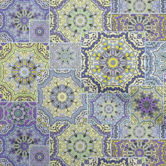 oneOone Cotton Poplin Purple Fabric Morrocon Tiles Dress Material Fabric Print Fabric By The Yard 42 Inch Wide