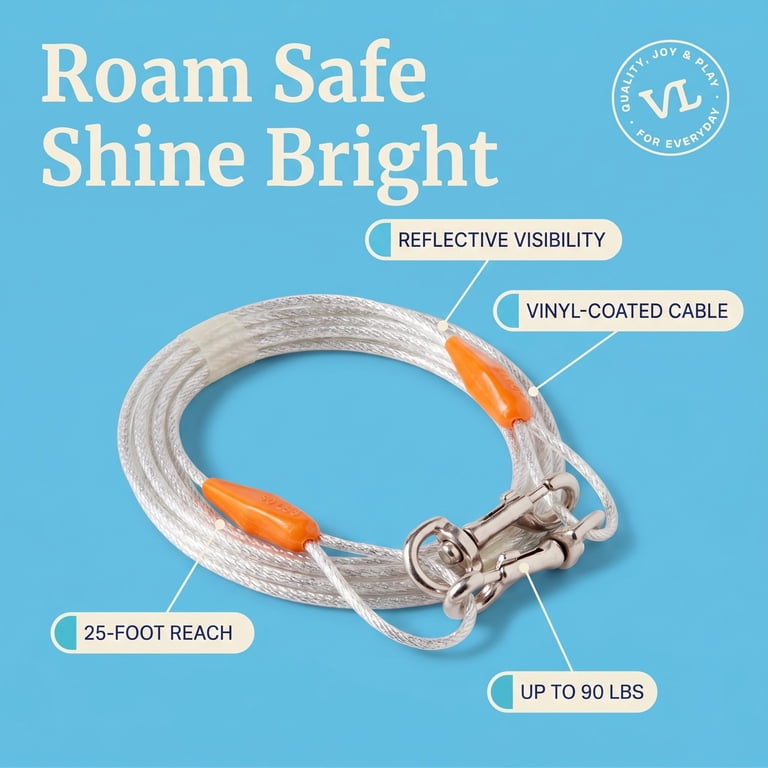Vibrant Life Reflective Vinyl-Covered Tie-Out Cable for Dogs, 25 Ft photo 5