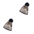 thumbnail image 3 of Jumpingount Gorras de moda de de punto con brillo metálico de invierno, sombreros de otoño, accesorios para bolas de pelo con pompón, ciclismo Oro 2piezas Jumpingount  CBP258051, 3 of 6