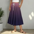 thumbnail image 5 of Karight Womens Gradient Color Boho Maxi Skirt Elastic High Waist A-Line Pleated Flowy Long Skirts Beach Vacation Outfits, 5 of 7