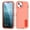 Clear+Orange, variant on ELEHOLD for iPhone 15 Rugged Protective Case Multi Layer Shockproof Hidden Kickstand Hybrid Silicone Hard PC Cover for iPhone 15,Clear+Orange