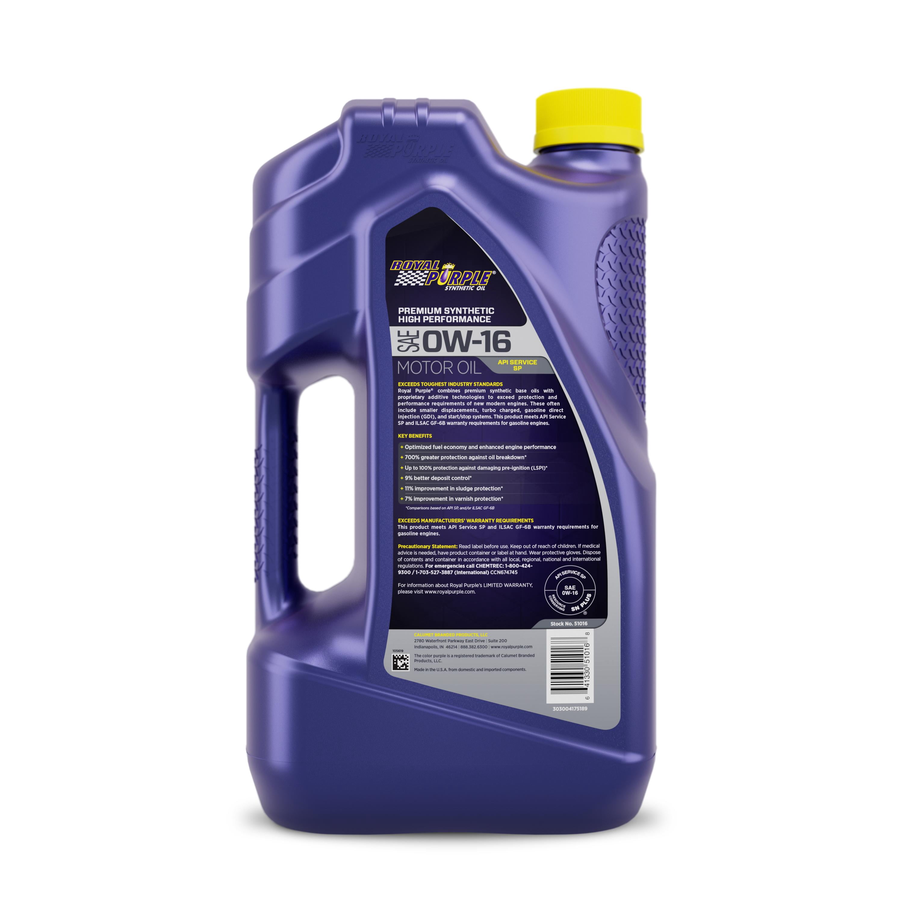 Royal Purple Synthetic Engine Oil, 0W16 5 Quart