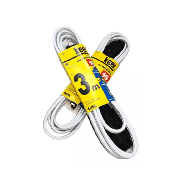 Extensión Eléctrica Keer 2422 Doméstica de 3 Metros 3 Contactos Blanca