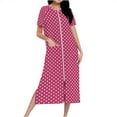 thumbnail image 2 of Camisón largo con cremallera para mujer, bata de punto, largo completo, color degradado, con bolsillos, 2 of 7