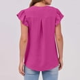 thumbnail image 4 of Womens Dressy Casual Tops Ruffle Petal Short Sleeve V Neck Shirts Elegant Summer Business Work Tunic Blouses, 4 of 7