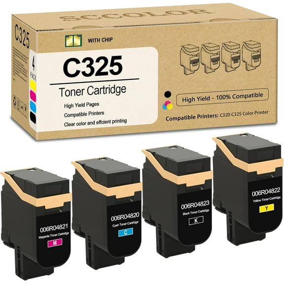 C325 Toner Cartridge High Yield 006R048230 006R04823 006R04821 006R04822 Black Cyan Magenta Yellow Replacement for Xerox C325 C320 Printer