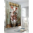 thumbnail image 3 of Funny Animal Shower Curtain, Pig Sitting on Toilet Pig Playing Phone Waterproof Shower Curtain Set with 12 Hooks Lightweight Washable Fabric Shower Curtains for Bathroom 48x72 Inches, 3 of 6