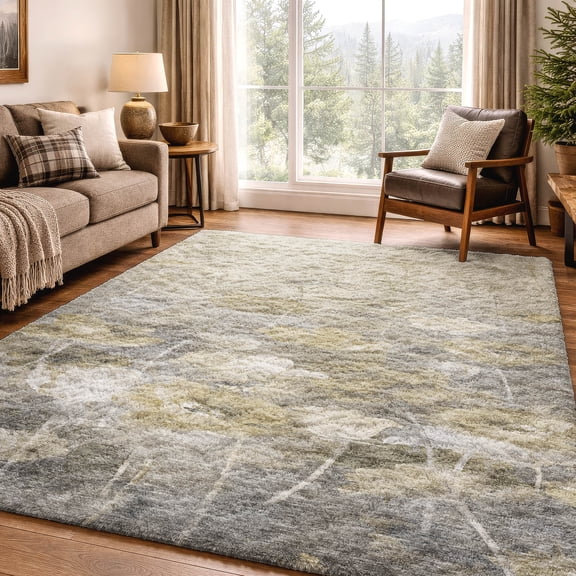 Addison Rugs Dream Shag Premium Machine Washable Transitional Floral Beige Rectangle Rug, 10' x 14'