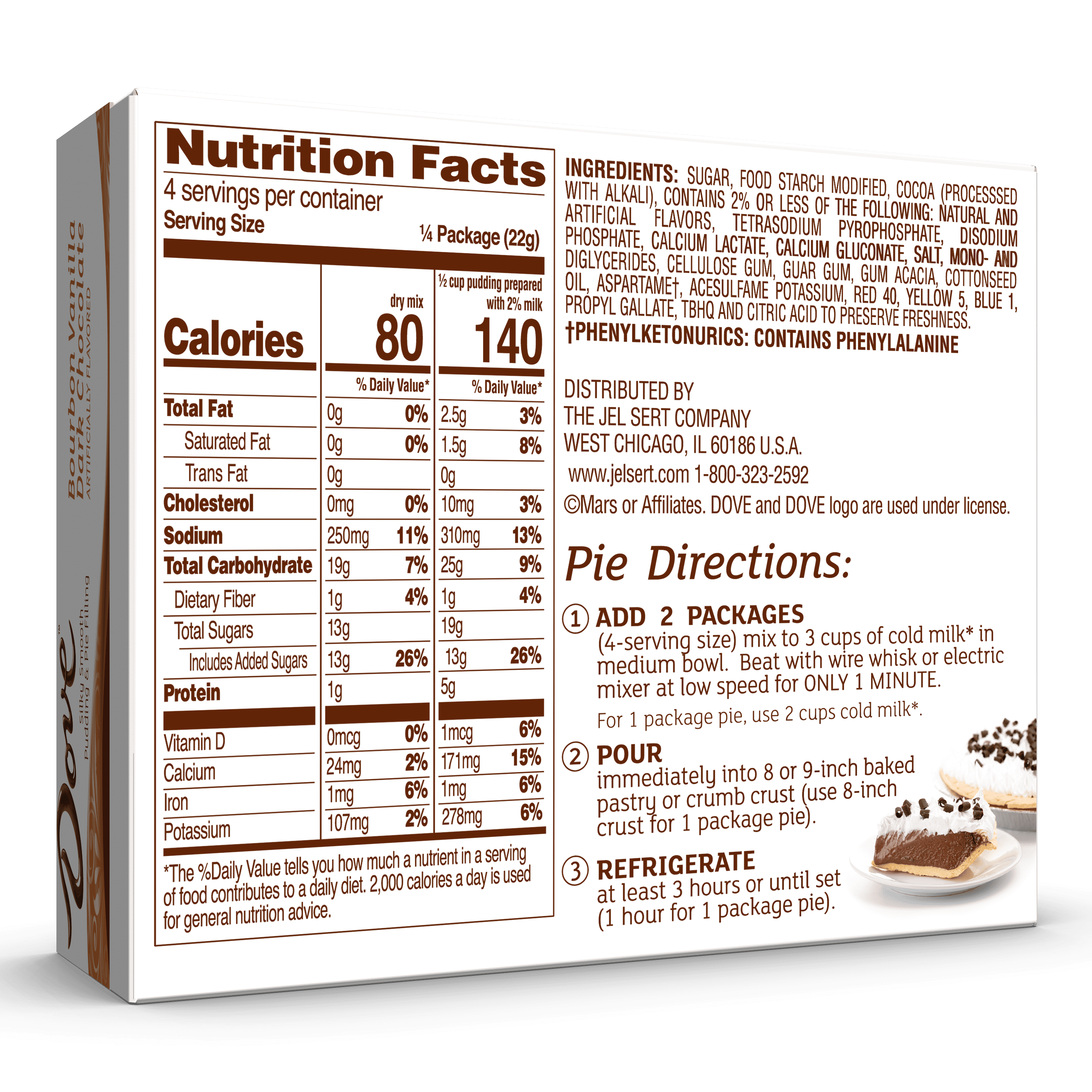 (2 pack) Dove Bourbon Vanilla Dark Chocolate Instant Pudding Mix and Pie Filling, 4 Servings, 3.03 oz