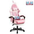 thumbnail image 5 of Luxvie Pink Gaming Chair with Footrest High Back Office Chair with Headrest&Massage Lumbar Support Swivel Computer Chair Ergonomic Chair with Cute Bunny Ears, 5 of 10