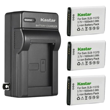 Kastar 3-Pack 1137D Battery and AC Wall Charger Replacement for Samsung SLB-1137DBattery Samsung i80 i85 i100 NV11 NV24HD NV30 NV40 NV100HD NV103 NV106 HD Digimax L74 Wide TL34HD Cameras