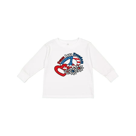

Inktastic Peace Love Freedom Girls Long Sleeve Toddler T-Shirt