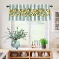 thumbnail image 5 of 3 Piece Kitchen Curtains and Valances Set Aqua Stripes Lemon Cafe Curtains 36 Inch Length Spring Botanical Plant Vertical Line Valance & Tier Curtain for Living Room Bedroom Window 54"x18"+27"x36"*2, 5 of 6