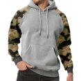 thumbnail image 2 of Men’s Pullover Hoodie with Raglan Camouflage Sleeves and Adjustable Drawstring Hood for Everyday Wear Light Gray XL, 2 of 5