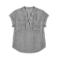 thumbnail image 6 of VBVC Women's Striped V Neck Tops , Summer Casual Loose Blouses For Women,Ladies' Dolman Sleeve Tunic Shirts with Pockets,Black,S-2XL, 6 of 10