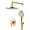 Brushed Gold, variant on sumerain Matte Black Rain Shower System with 3 Modes Handheld Spray, Rough-in Valve and Shower Trim Kit Included
